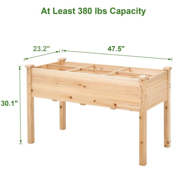 Solid Fir Wood Outdoor Raised Garden Bed Planter Box 2-ft x 4-ft x 30-inch High - Image 4