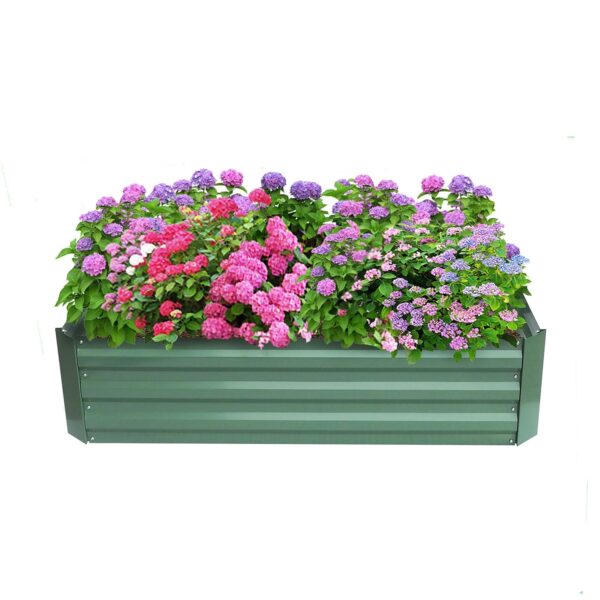 4-ft x 3-ft x 11-inch Raised Garden Bed Planter Box in Green Steel Metal - Image 2