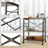 Modern Industrial Black Metal Brown Wood Kitchen Baker's Rack Microwave Cart - Image 5