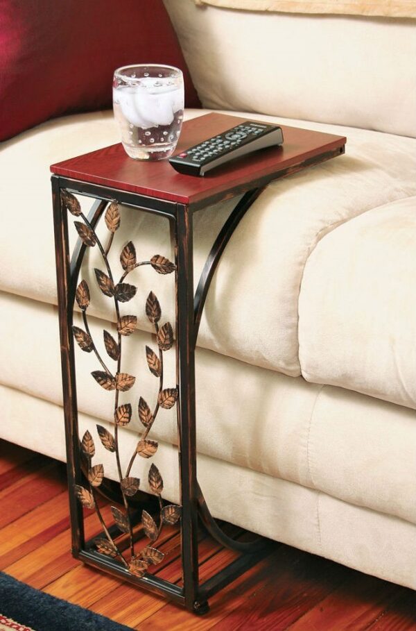 Leaf Scroll Side Sofa Tray Snack Table - Image 2