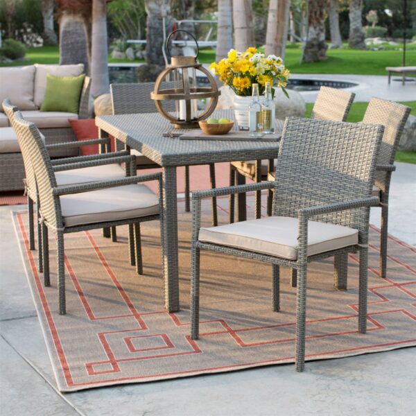 Weather Resistant Resin Wicker Patio Dining Table 63-inch with Steel Frame - Image 4