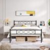 Full Size Traditional Powder Coated Slatted Metal Platform Bed