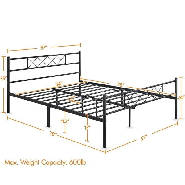 Full Size Traditional Powder Coated Slatted Metal Platform Bed - Image 4