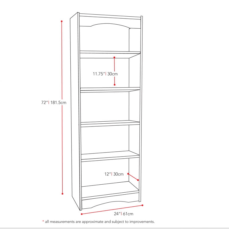Contemporary Black Bookcase with 5 Shelves and Curved Accents - Image 3