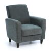 Blue Upholstered Modern Accent Arm Chair with Espresso Wood Legs - Image 2
