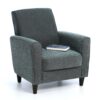 Blue Upholstered Modern Accent Arm Chair with Espresso Wood Legs - Image 3