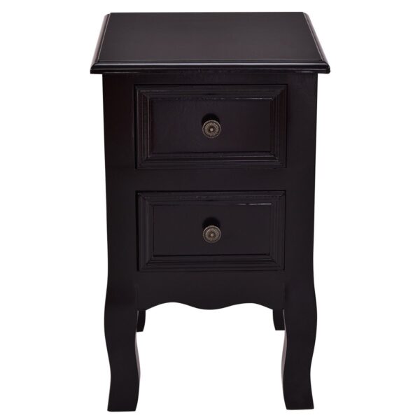 Black Wooden 2-Drawer Accent End Table Nightstand - Image 2