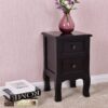 Black Wooden 2-Drawer Accent End Table Nightstand - Image 4