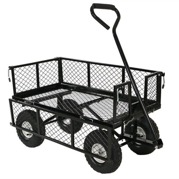 Heavy Duty Black Wheelbarrow Steel Log Garden Cart - Image 2