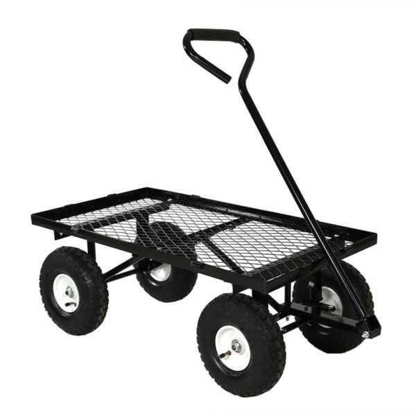 Heavy Duty Black Wheelbarrow Steel Log Garden Cart - Image 3