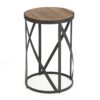 Modern Industrial Drum Style Steel Side Table with Wood Top