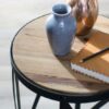 Modern Industrial Drum Style Steel Side Table with Wood Top - Image 3