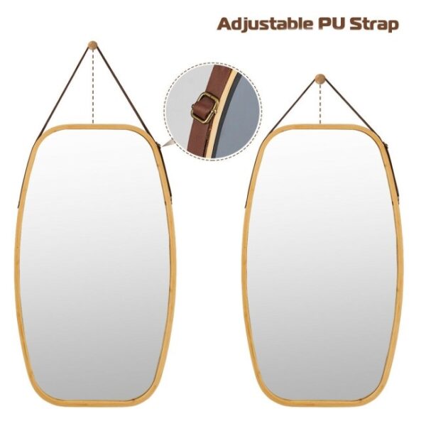 30.5 Inch Bamboo Wall Mounted Bathroom Mirror - Image 3