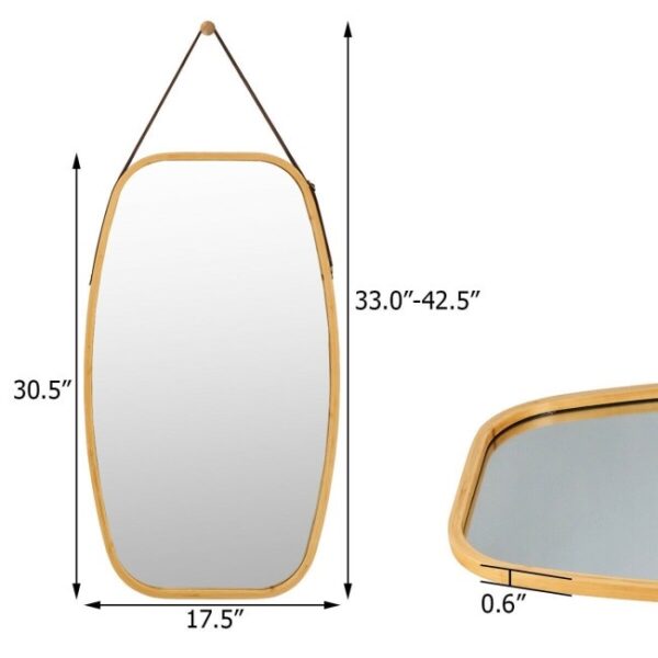 30.5 Inch Bamboo Wall Mounted Bathroom Mirror - Image 4
