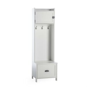 White Entryway Locker Hall Tree Shoe Cubbie Hat Storage Rack