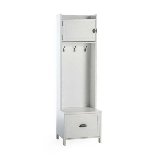 White Entryway Locker Hall Tree Shoe Cubbie Hat Storage Rack