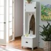 White Entryway Locker Hall Tree Shoe Cubbie Hat Storage Rack - Image 2