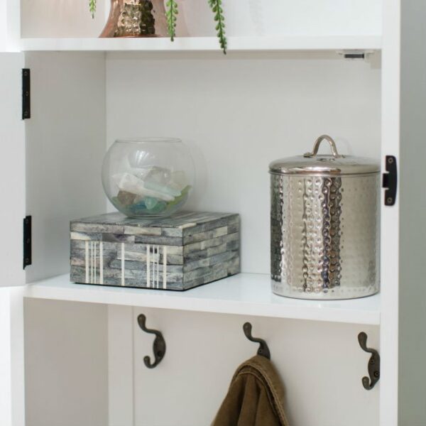 White Entryway Locker Hall Tree Shoe Cubbie Hat Storage Rack - Image 4