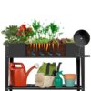 Mobile Black Metal Garden Potting Bench with Push Handle Wheels - Image 3