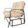 UV-Resistant Beige 2 Seater Ergo Patio Glider Loveseat Rocking Chair Bench - Image 2