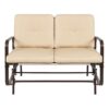 UV-Resistant Beige 2 Seater Ergo Patio Glider Loveseat Rocking Chair Bench - Image 3