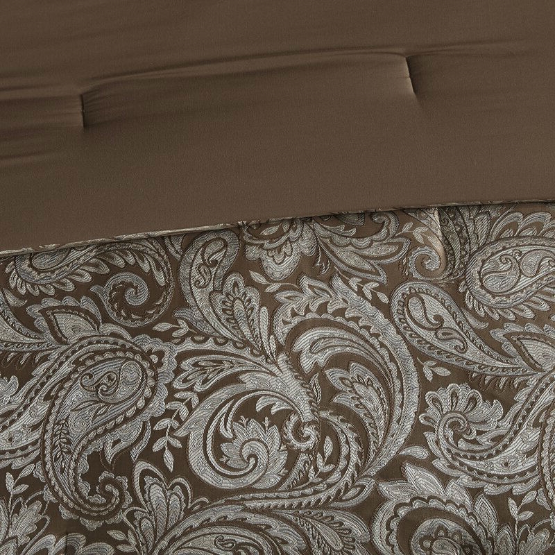 California King 12-piece Reversible Cotton Comforter Set in Brown and Blue - Image 5