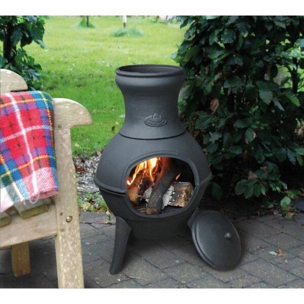 Small Black Outdoor Cast Iron Chimenea Wood Burning  Fire Pit - Image 2