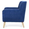 Blue Linen Upholstered Armchair with Mid-Century Modern Style Wood Legs - Image 3