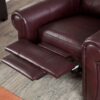 Burgundy Top-Grain Leather Upholstered Wing-back Club Chair Recliner - Image 4