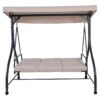 Beige Adjustable 3 Seat Cushioned Porch Patio Canopy Swing Chair - Image 3