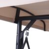 Beige Adjustable 3 Seat Cushioned Porch Patio Canopy Swing Chair - Image 4