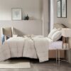 King Size Beige 3 Piece Microfiber Reversible Comforter Set - Image 2