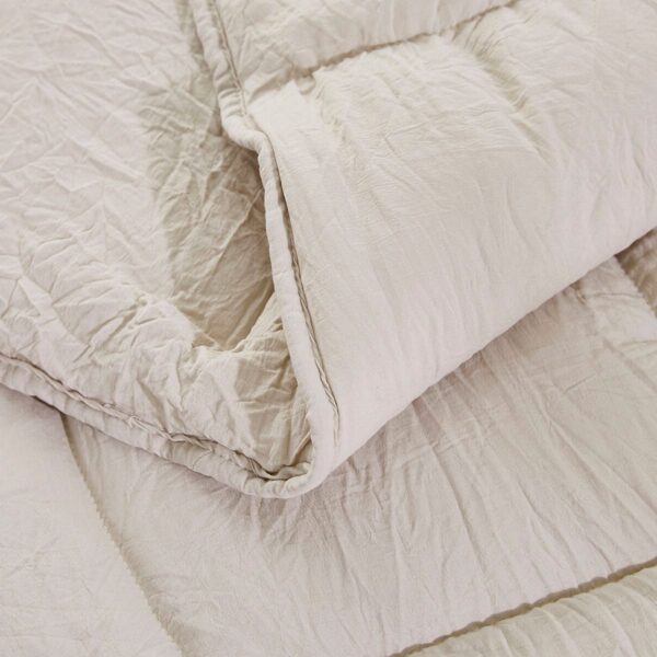 King Size Beige 3 Piece Microfiber Reversible Comforter Set - Image 4