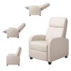 Off White High-Density Faux Leather Push Back Recliner Chair - Image 3