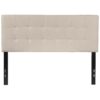 Full size Beige Taupe Fabric Box-Stitch Upholstered Headboard - Image 2