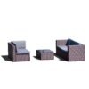 Brown Resin Wicker 4-Piece Outdoor Patio Furniture Set with Grey Cushions - Image 3