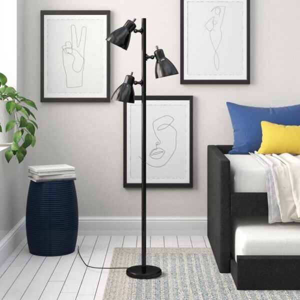 64-inch Black 3-Light Tree Lamp Spotlight Floor Lamp - Image 4