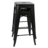 Set of 2 - Modern 24-inch Backless Metal Bar Stools in Black - Image 2