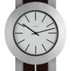 Modern Pendulum Style Wall Clock in Dark Merlot Cherry & Nickel - Image 2