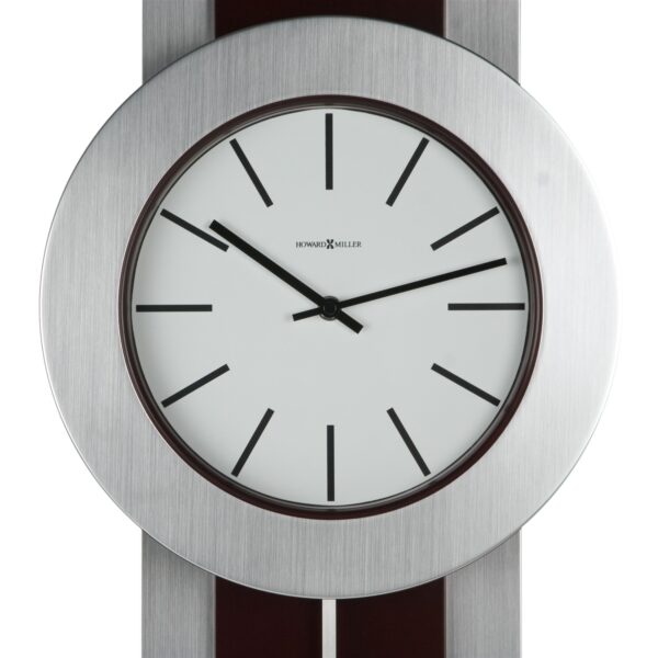Modern Pendulum Style Wall Clock in Dark Merlot Cherry & Nickel - Image 2