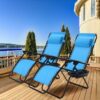 Set of 2 Blue Folding Outdoor Zero Gravity Lounge Chair Recliner - Image 2