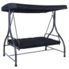 Black Adjustable 3 Seat Cushioned Porch Patio Canopy Swing Chair - Image 3