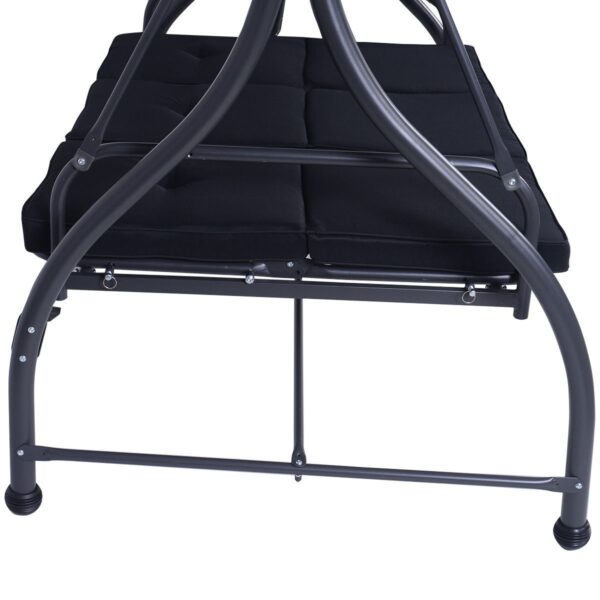 Black Adjustable 3 Seat Cushioned Porch Patio Canopy Swing Chair - Image 4