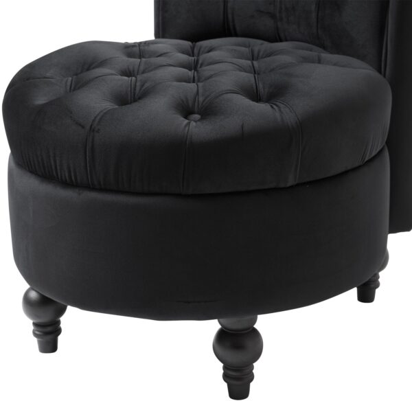 Black Tufted High Back Plush Velvet Upholstered Accent Low Profile Chair - Image 4