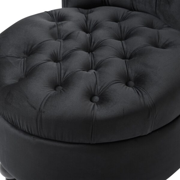 Black Tufted High Back Plush Velvet Upholstered Accent Low Profile Chair - Image 5