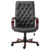 Black Wooden Faux Leather Adjustable High Back Executive Home Office Chair - Image 2