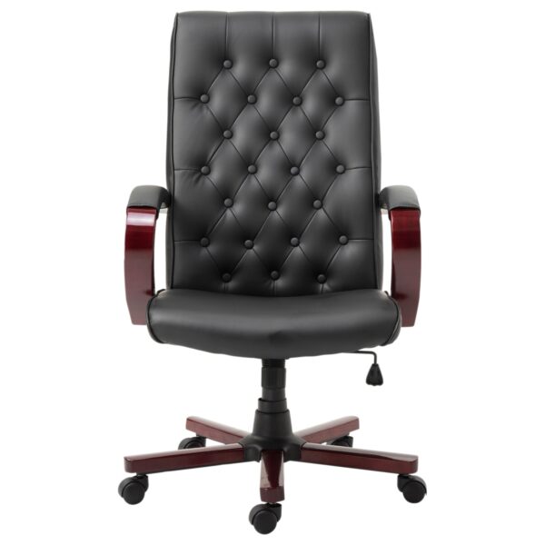 Black Wooden Faux Leather Adjustable High Back Executive Home Office Chair - Image 2