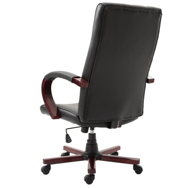 Black Wooden Faux Leather Adjustable High Back Executive Home Office Chair - Image 3