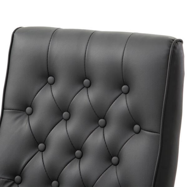 Black Wooden Faux Leather Adjustable High Back Executive Home Office Chair - Image 4