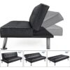 Black Faux Leather Click Clack Adjustable Futon Sleeper Sofa - Image 2